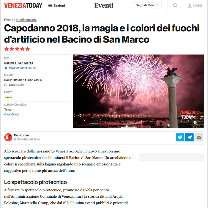 Capodanno 2018, la magia e i colori dei fuochi d'artificio nel Bacino di San Marco